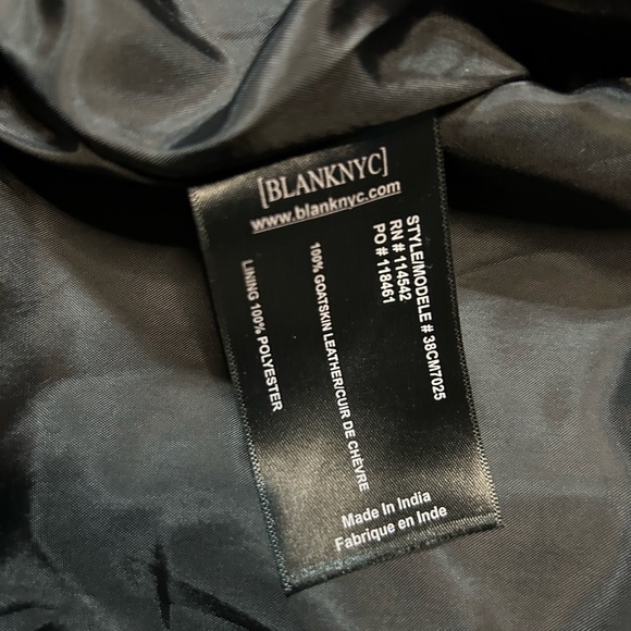 BlankNYC After Shocker Bomber Men’s Black Goat Skin Leather Jacket Size S NWT - Picture 5 of 5